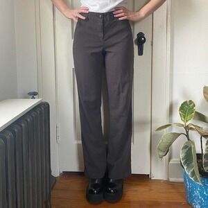 Vintage 90s y2k brown trouser pants low rise wide leg flare